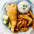 Grilled Fish, Chips & Vegetables