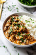 Beef Stroganoff on Steamed Rice
